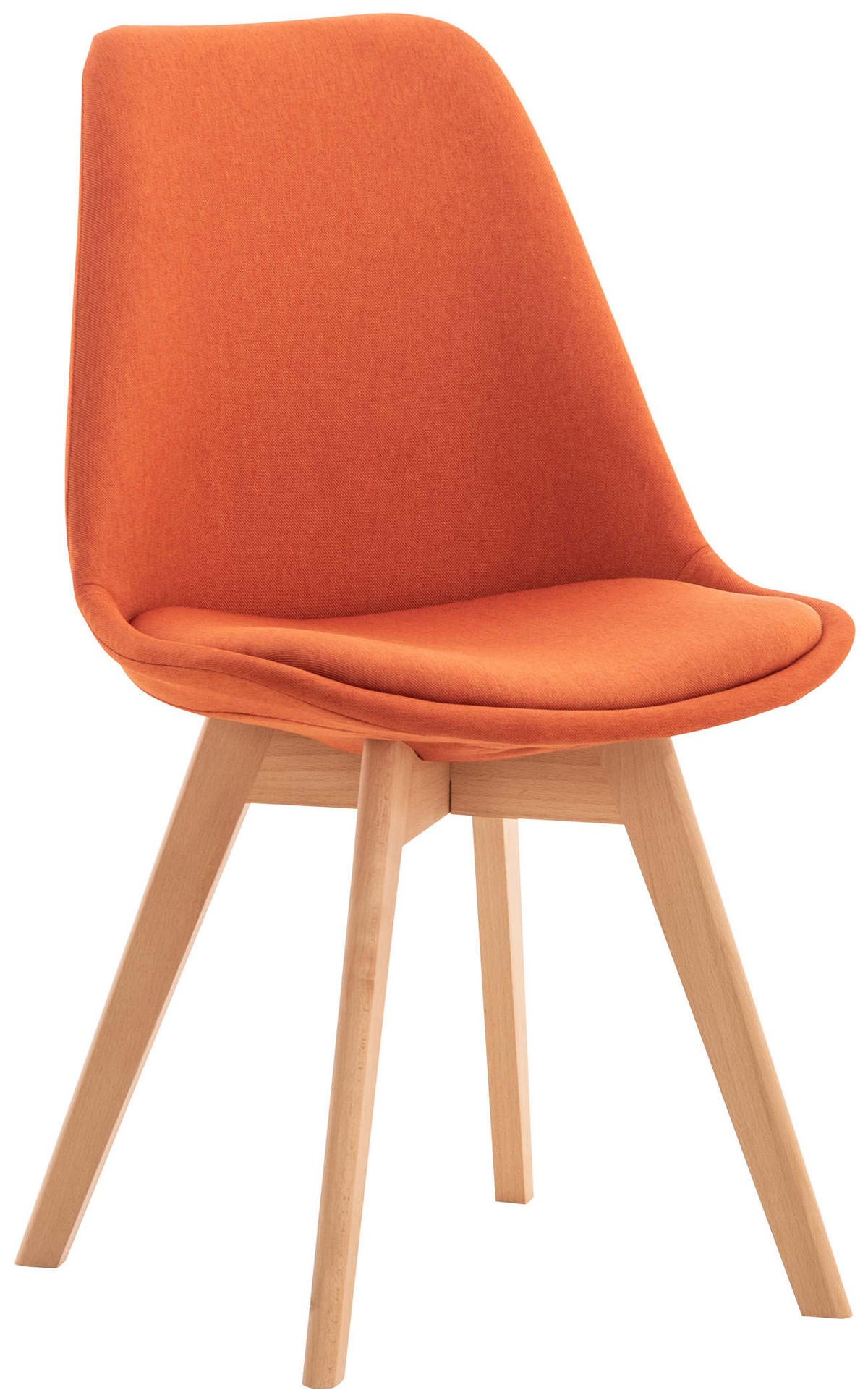 STUHL Stoff orange - Eukalyptusholzfarben/Orange, Holz/Textil (49/83/50cm) - CLP
