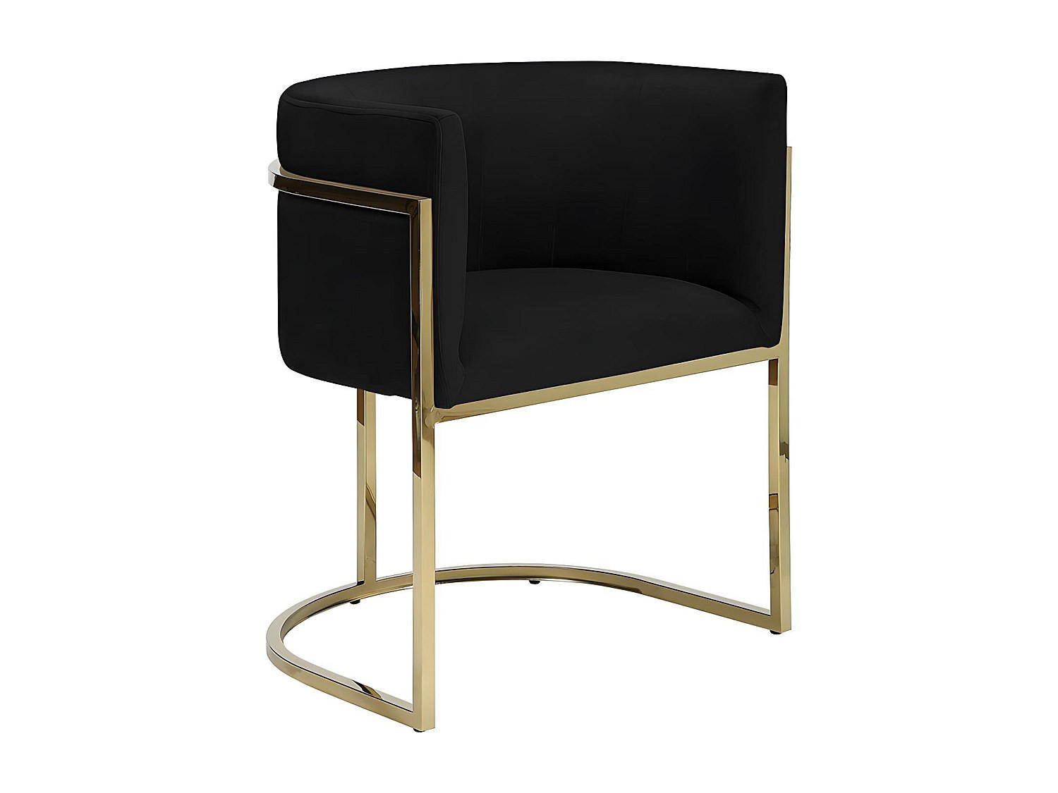 STUHL mit Armlehnen - Samt & Metall - Schwarz & Goldfarben - PERIA - Schwarz, Textil (56.5/76/60cm) - Pascal Morabito