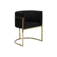 STUHL mit Armlehnen - Samt & Metall - Schwarz & Goldfarben - PERIA - Schwarz, Textil (56.5/76/60cm) - Pascal Morabito
