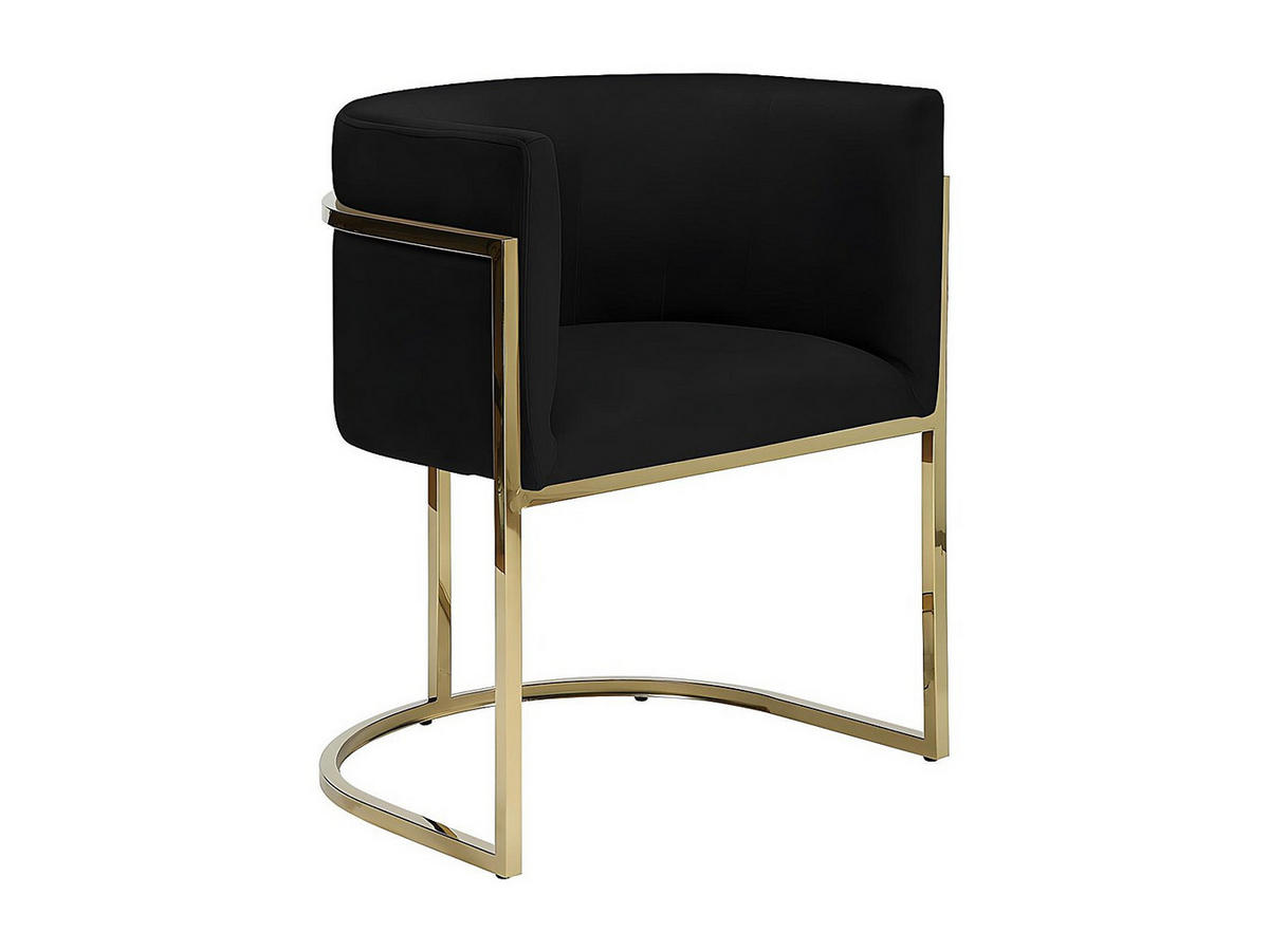 STUHL mit Armlehnen - Samt & Metall - Schwarz & Goldfarben - PERIA - Schwarz, Textil (56.5/76/60cm) - Pascal Morabito
