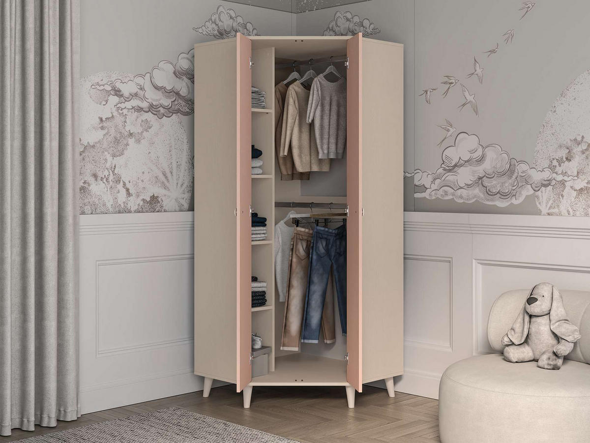 KLEIDERSCHRANK – 80 cm – Mevel – Rosa - Rosa, Holzwerkstoff (80/190/80cm) - hi-markt