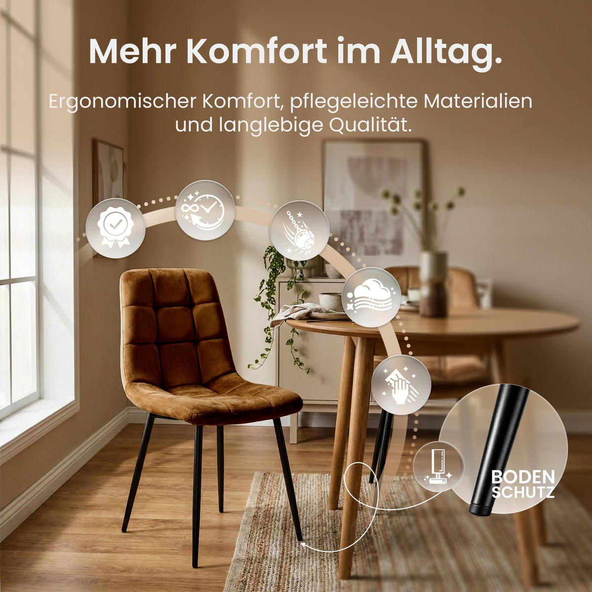 STUHL Samt Braun - Schwarz/Braun, Textil/Metall (45/84/55cm) - CLP