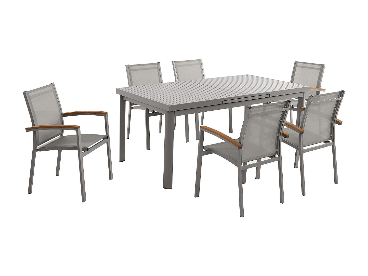 GARTENESSGRUPPE im Set - 6 -Sitzer - Aluminium - taupe - NAURU - Braun, Metall - Vente-Unique