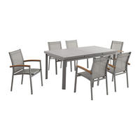 GARTENESSGRUPPE im Set - 6 -Sitzer - Aluminium - taupe - NAURU - Braun, Metall - Vente-Unique