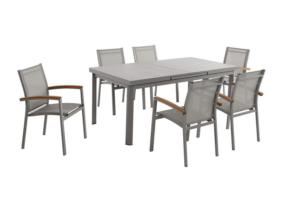 GARTENESSGRUPPE im Set - 6 -Sitzer - Aluminium - taupe - NAURU - Braun, Metall - Vente-Unique