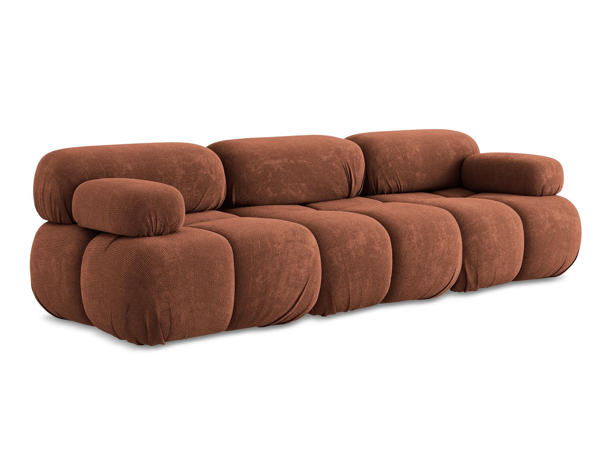3-SITZER SOFA Chenille Stoff Orange - Terra cotta/Schwarz, Kunststoff/Textil (285/70/96cm) - Makamii