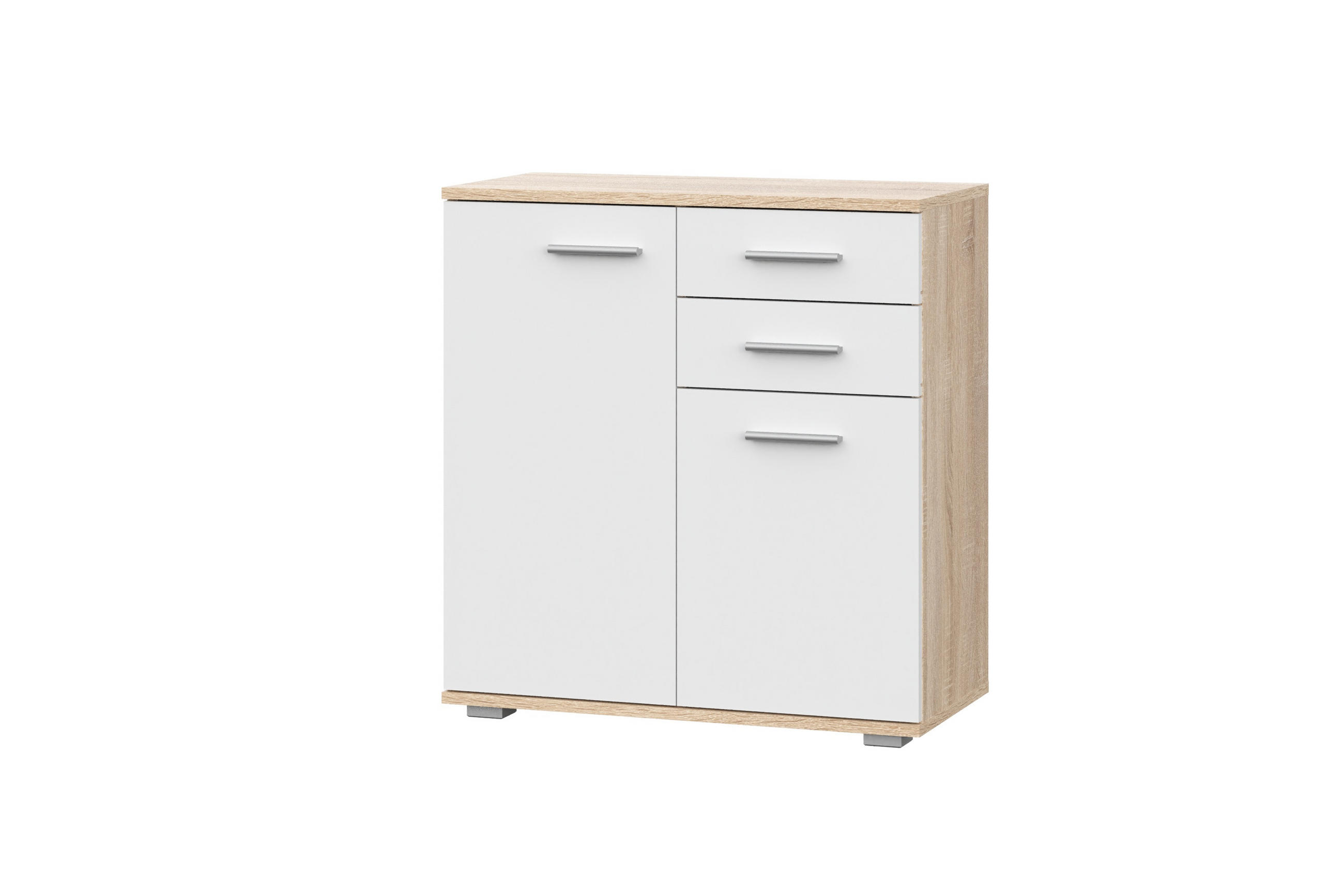 KOMMODE Sonoma Eiche, Weiß 69/74/34 - Weiß/Sonoma Eiche, Holzwerkstoff (69/74/34cm) - RAUMHIRSCH FURNITURE