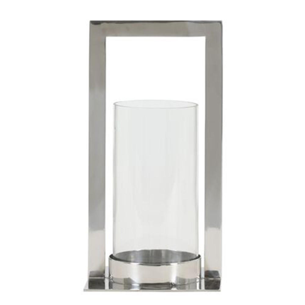 WINDLICHT JELCO 15x30 cm, Nickel/Glas, silber - Silberfarben, Glas (15/30/15cm) - Light & Living