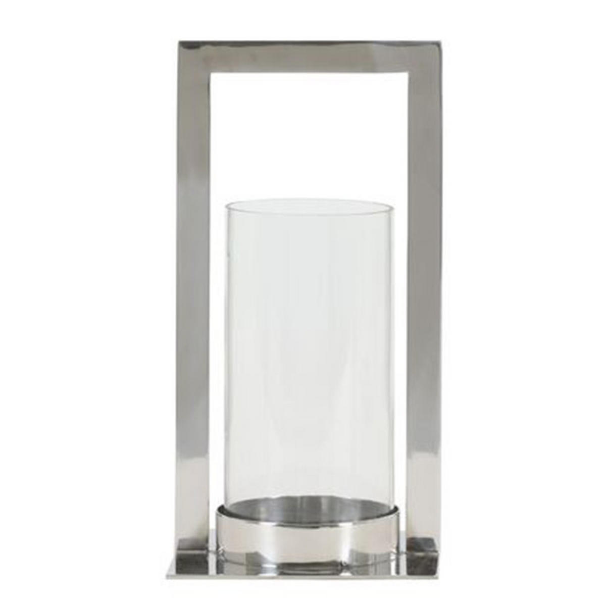 WINDLICHT JELCO 15x30 cm, Nickel/Glas, silber - Silberfarben, Glas (15/30/15cm) - Light & Living