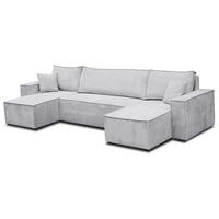 WOHNLANDSCHAFT Hugo U-Form Cordstoff mit Schlaffunktion und Bettkasten - Greige, Textil (312/83/142cm) - VENASI MÖBEL