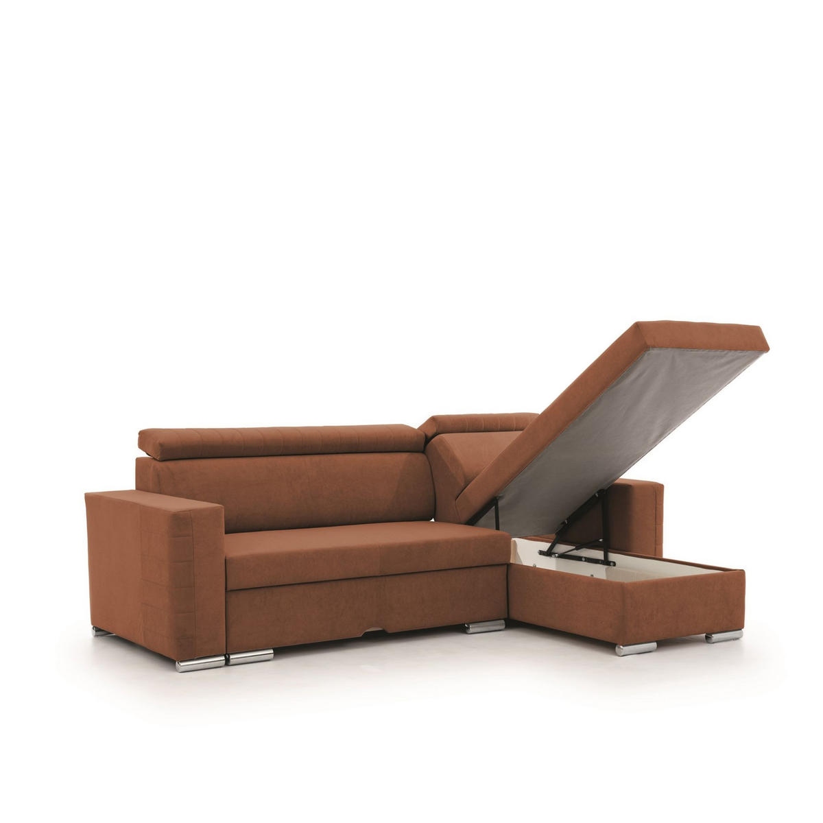 ECKSOFA Canton In Camelia - Braun, Holzwerkstoff/Textil (260/173cm) - Fun Möbel