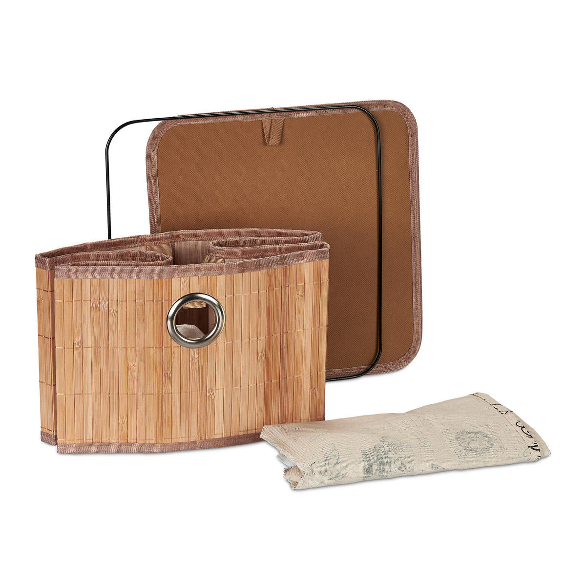 AUFBEWAHRUNGSKORB - Multicolor, Holz/Textil (31/20/31cm) - Relaxdays