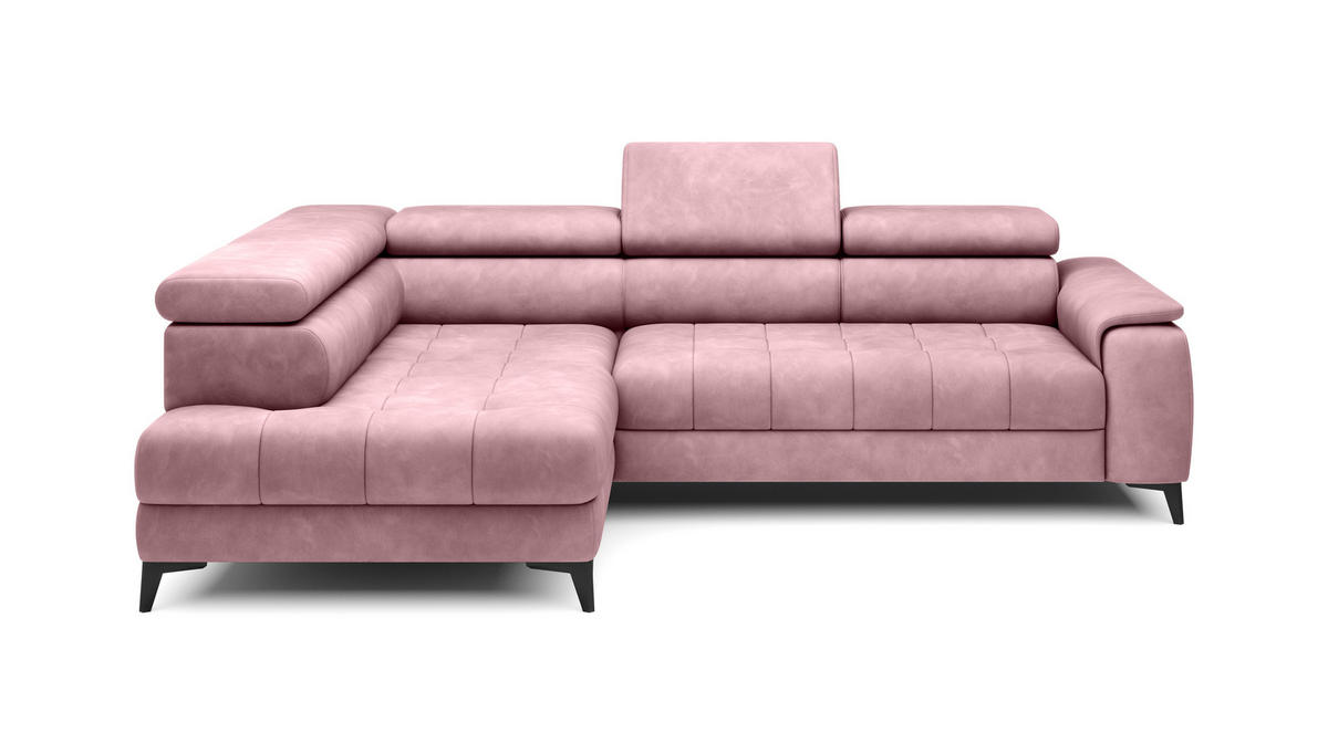 ECKSOFA CHIVAS Freistehend , Schlaffunktion, 278×197×76/98 cm, Stoff - Element, Silber, Linke Seite - Silberfarben/Schwarz, Holz/Textil (278/197cm) - DomoHome