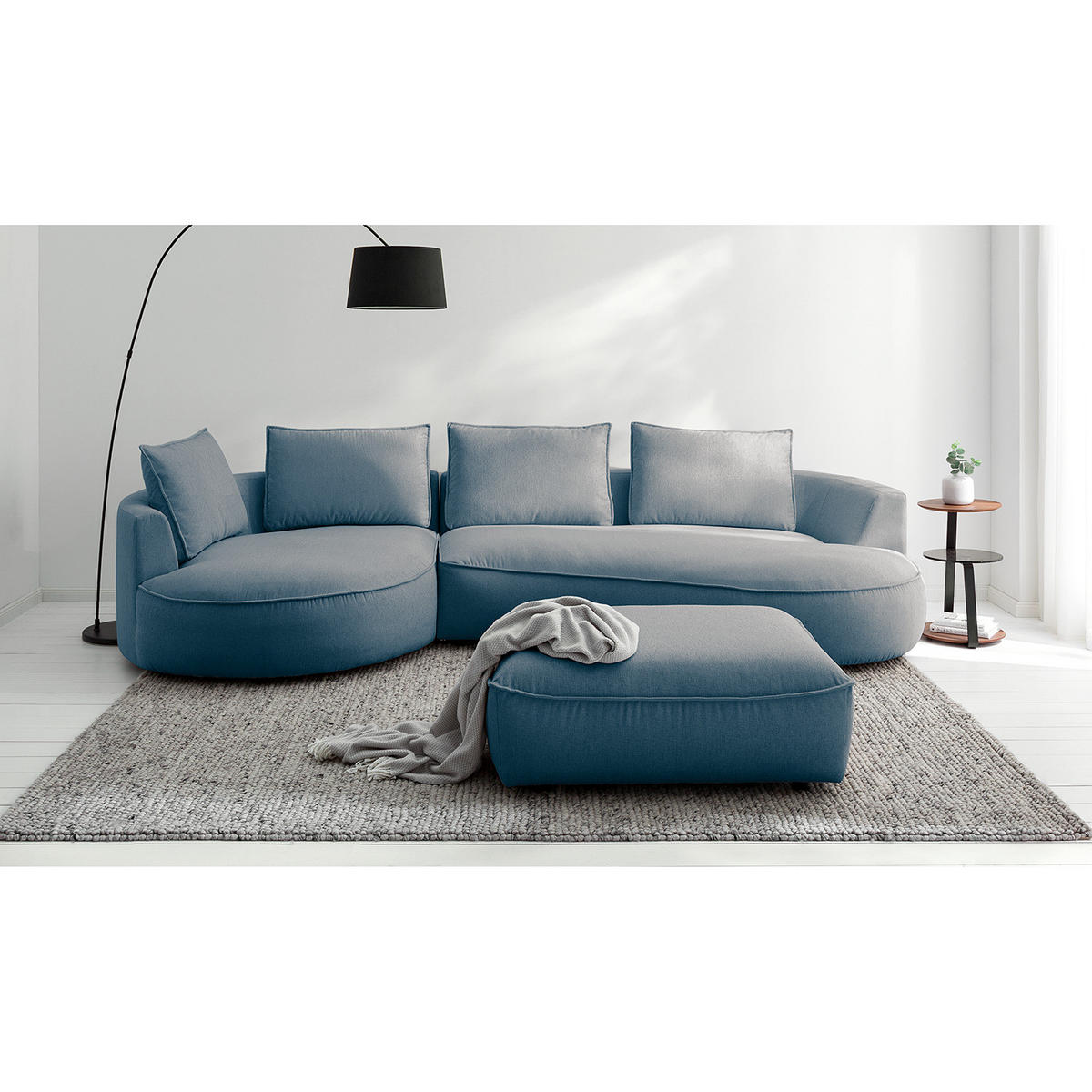 BIGSOFA - Blau, Kunststoff/Textil (322/82/154cm) - home24