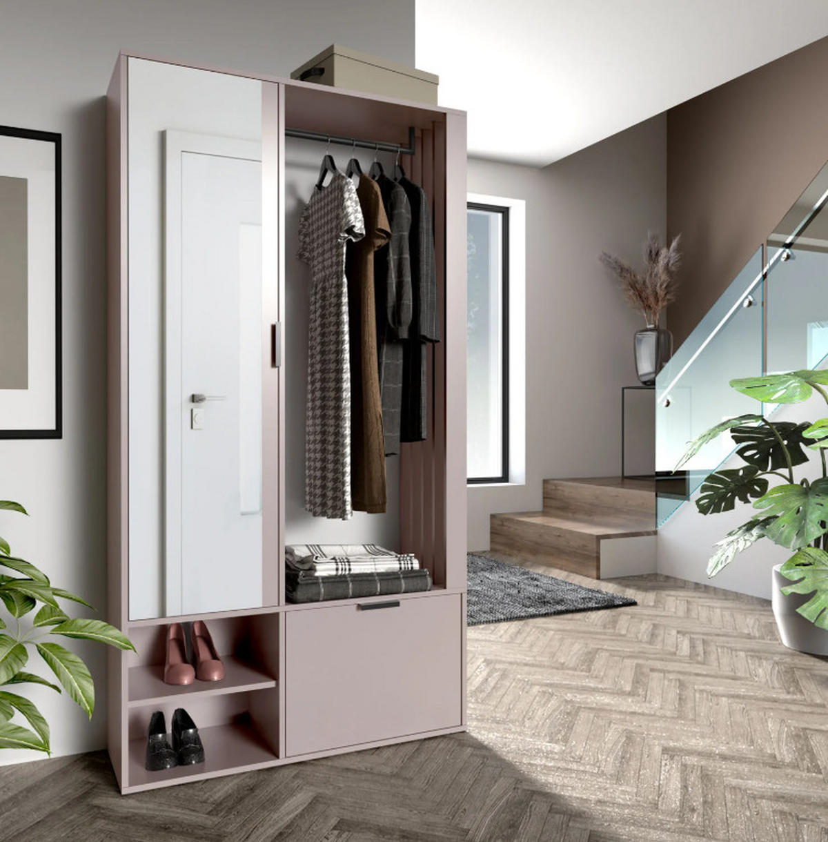 GARDEROBE MILANO UNI - Beige, Holzwerkstoff (100/190/33cm) - Meblini