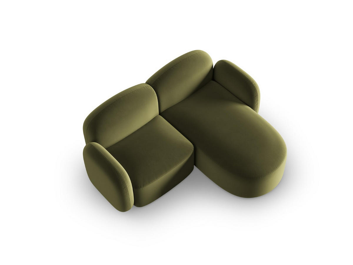 ECKSOFA rechts Blair aus Samt hellgrün 3 Sitzplätze - Hellgrün, Textil (155/194cm) - Micadoni