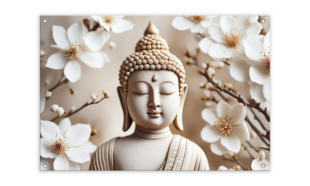 GARTEN-POSTER 90x60 cm Gartendeko: Buddha - Beige, Kunststoff (90/60/2cm) - artissimo