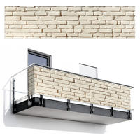 BALKON-SICHTSCHUTZ Ziegel - Wand - Licht - Weiß - Creme, Kunststoff (500/120cm) - MuchoWow