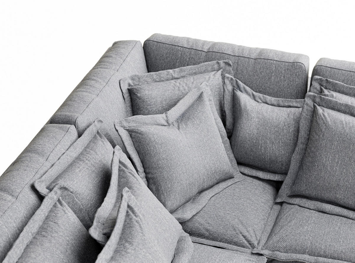 ECKSOFA Amalfi Grau Webstoff - Schwarz/Grau, Holz/Holzwerkstoff (238/222cm) - Maison de Reve