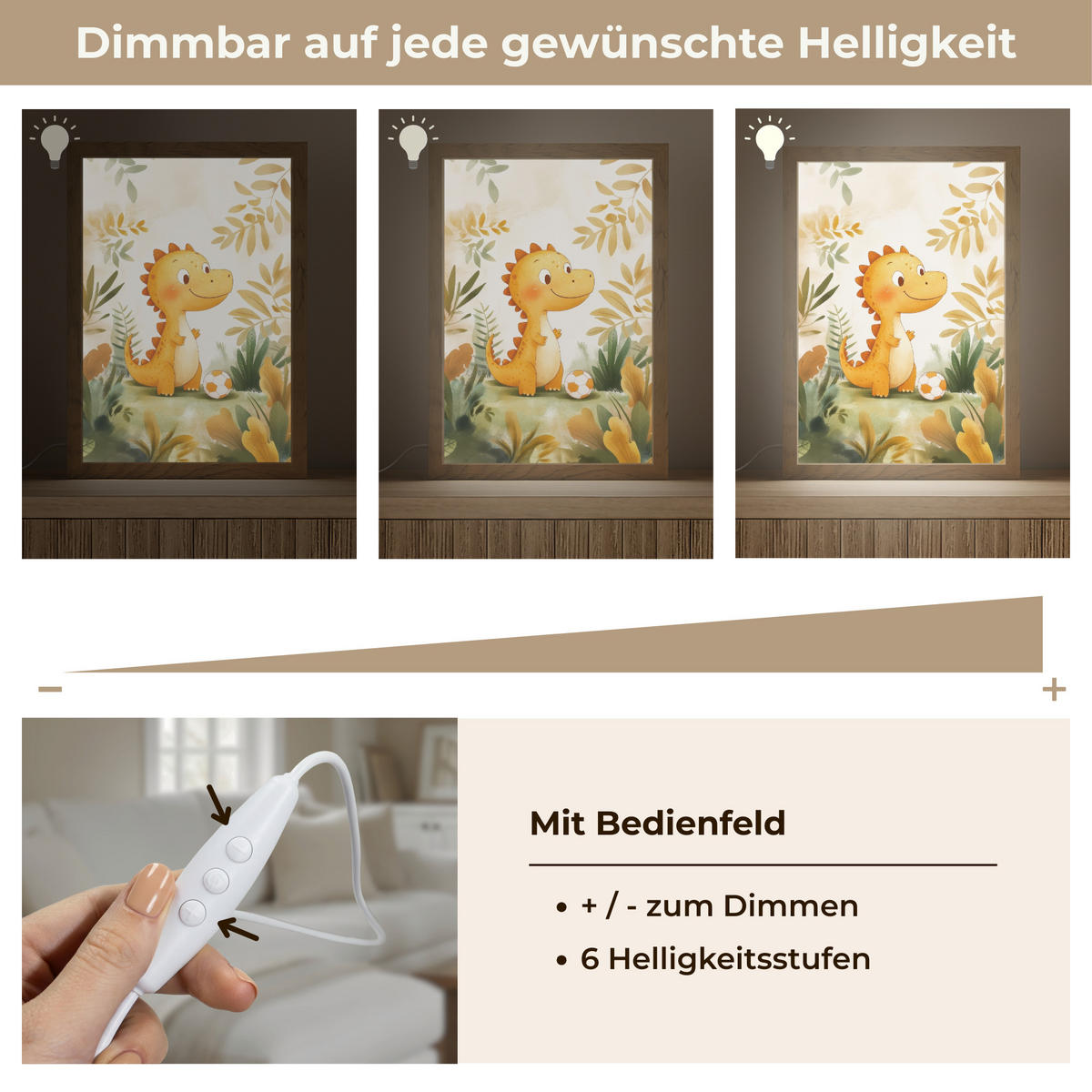 NÁSTĚNNÁ LAMPA Dino - Fotbal - Orange 20x30 cm - béžová, kompozitní dřevo (20/30/8cm) - OnlyWow