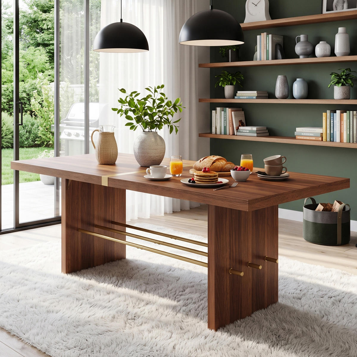 ESSTISCH 180x75cm wasserfest-kratzfest für 6-8 Personen Walnuss-Gold - Braun, Holz (102.01/83.01/11.99cm) - Raelunyi