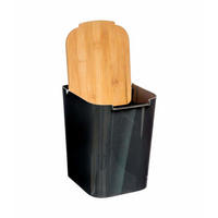 MÜLLBADKORB mit Bambusdeckel 5 l 18/22/25 cm - Schwarz, Kunststoff (22/25/18cm) - 5five Simply Smart