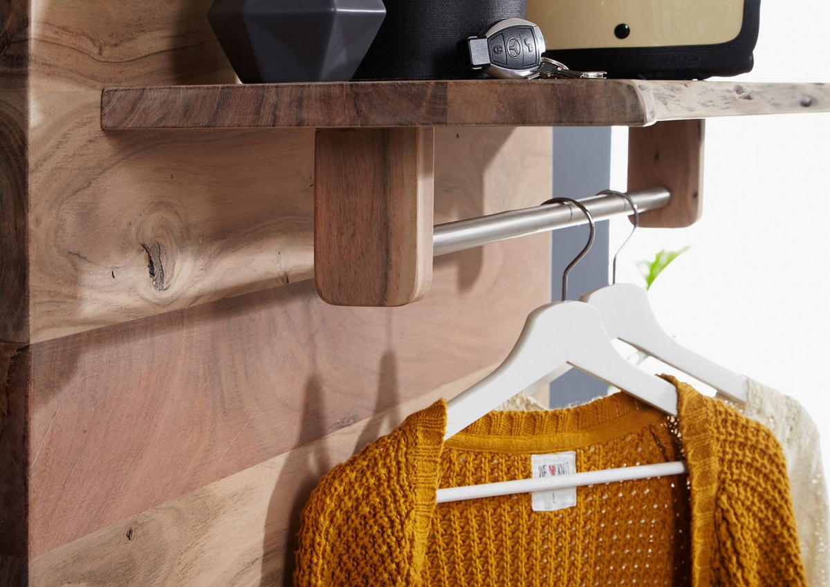 GARDEROBE Akazie 100x32x60 natur lackiert PURE ACACIA #715 - Braun, Holz (100/60/32cm) - Massivmoebel24