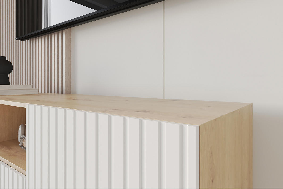 LOWBOARD KITO-S 140x50x41 cm - Artisan / Weiß - Schwarz/Weiß, Holzwerkstoff (140/50/41cm) - ALTDECOR