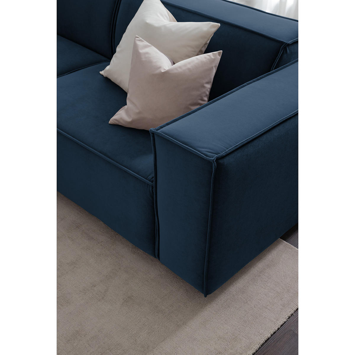 ECKSOFA mit Longchair - Schwarz/Dunkelblau, Kunststoff/Textil (294/177cm) - home24