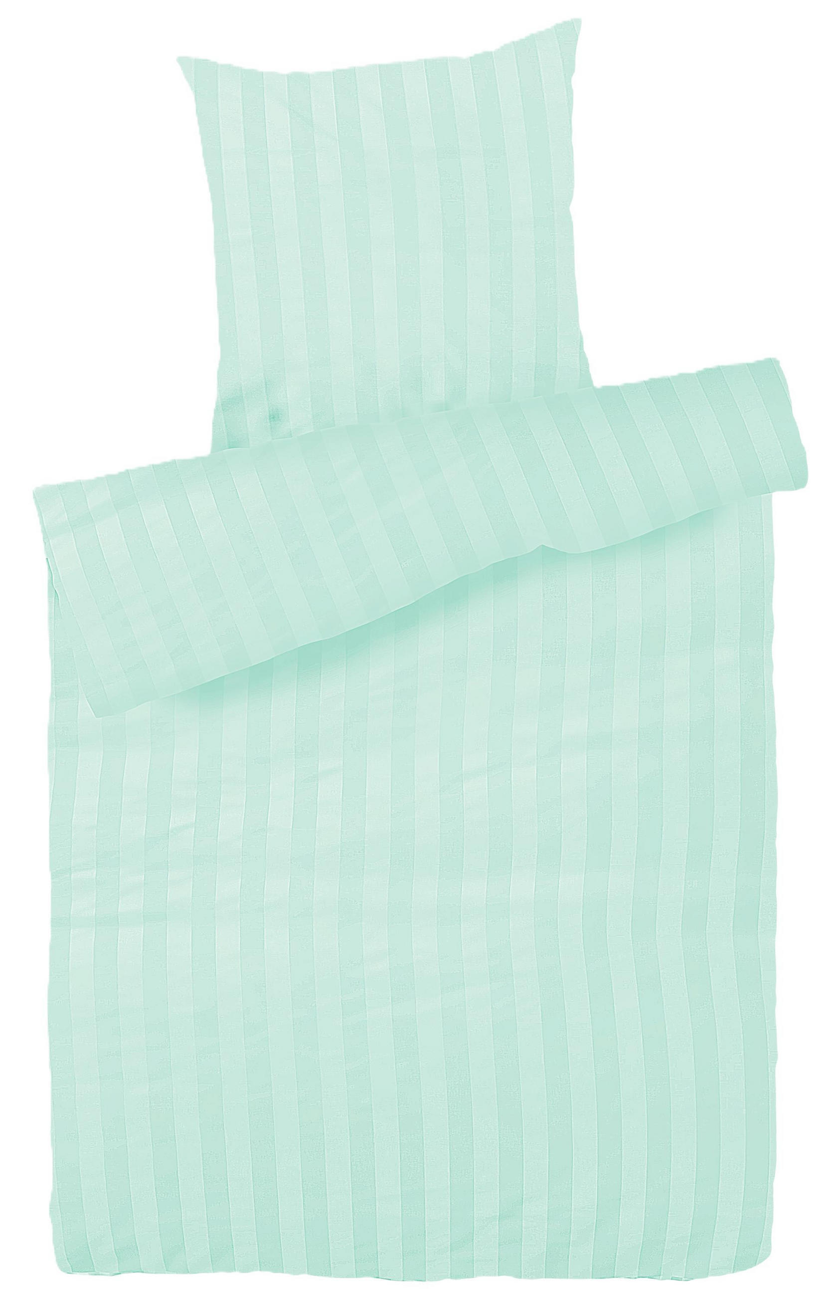DAMAST-BETTWÄSCHE 135x200 Mint gestreift Bettbezug aus 100% Baumwolle - Made in Germany - Mintgrün, Textil (135/200cm) - Carpe Sonno