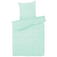 DAMAST-BETTWÄSCHE 155x220 Mint gestreift Bettbezug aus 100% Baumwolle - Made in Germany - Mintgrün, Textil (155/220cm) - Carpe Sonno