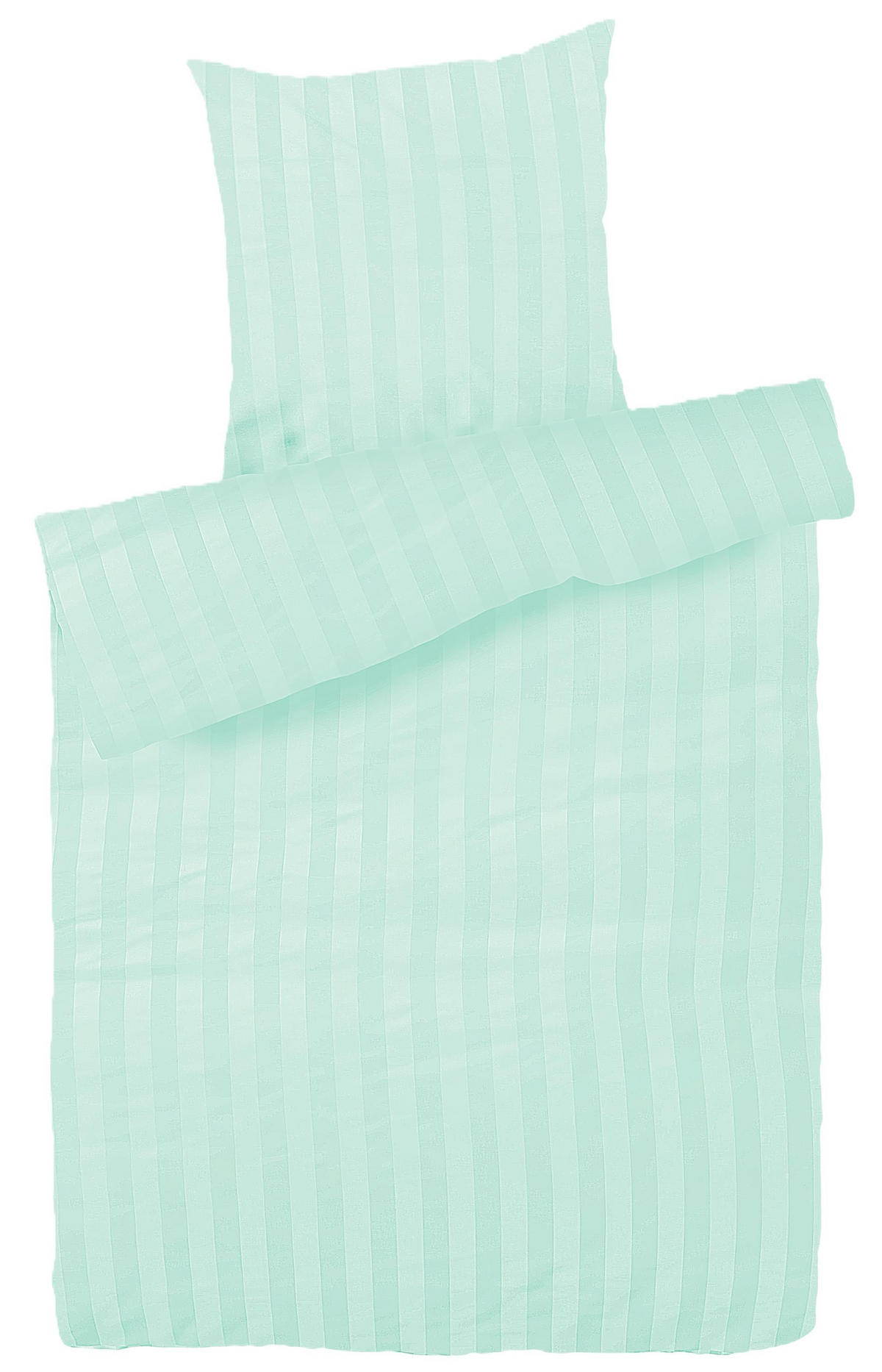 DAMAST-BETTWÄSCHE 155x220 Mint gestreift Bettbezug aus 100% Baumwolle - Made in Germany - Mintgrün, Textil (155/220cm) - Carpe Sonno