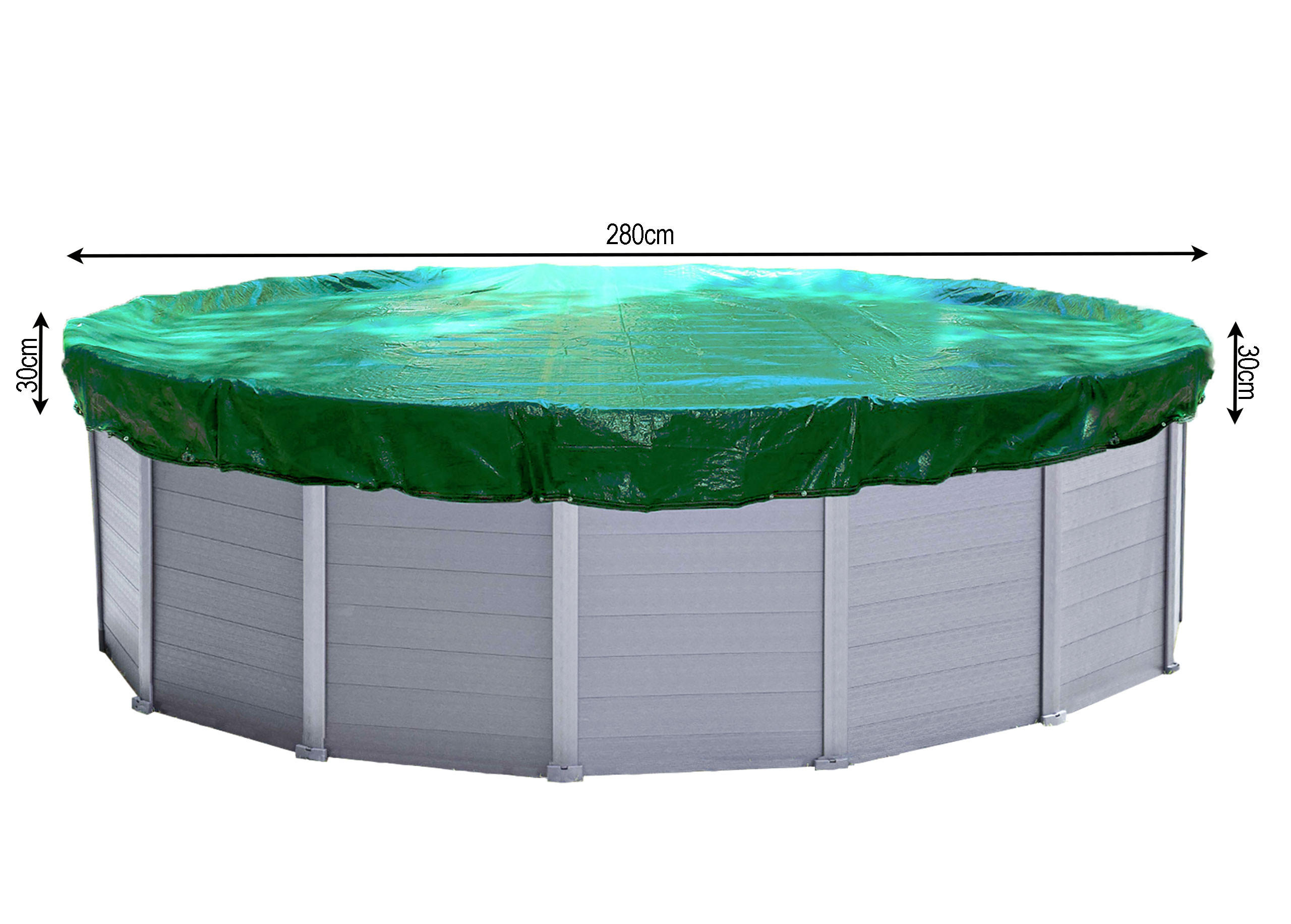 POOLABDECKUNG Rund Planenmaß Ø 340 cm für Pool 244-280 cm Grün - Grün, Kunststoff (340/340cm) - QUICK STAR