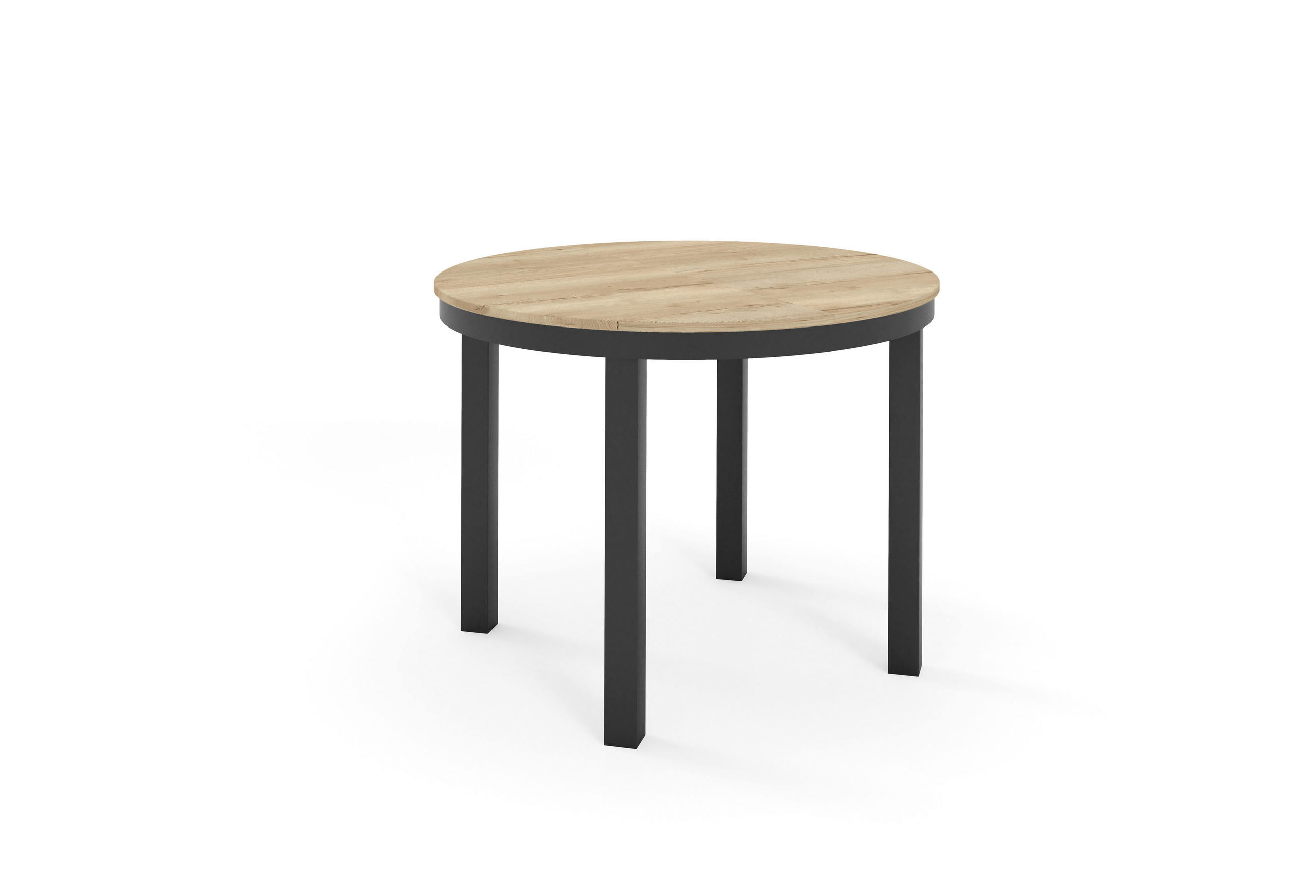 ESSTISCH BERNARDIN - Hellbraun/Schwarz, Holzwerkstoff/Metall (100/100/76cm) - Meblini
