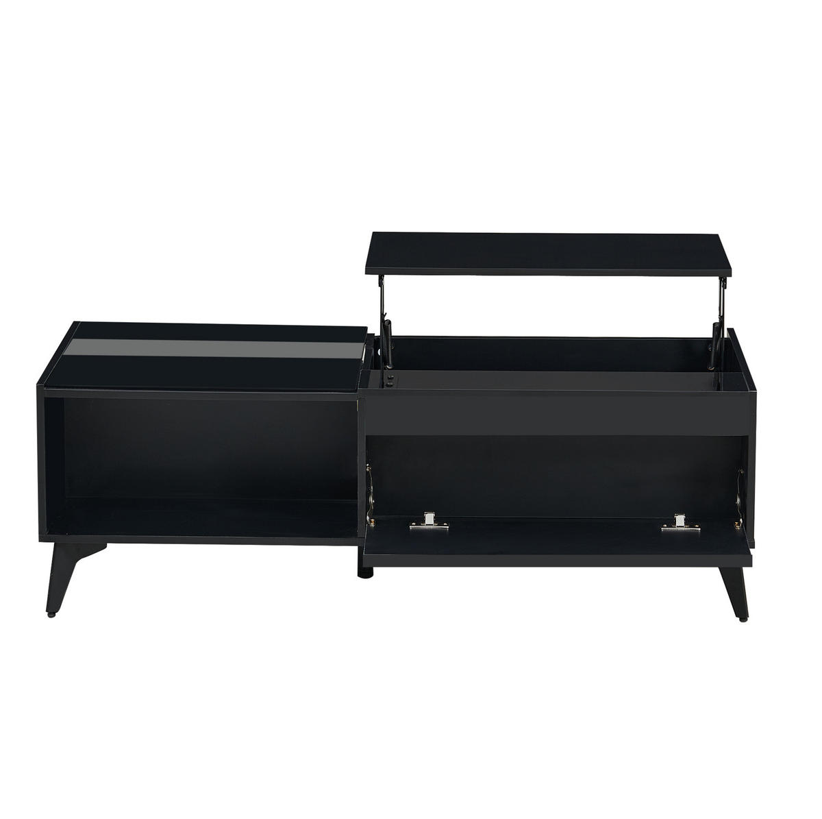 COUCHTISCH 110/50/48 cm Schwarz Hochglanz mit Hebemechanismus und Stauraum - Schwarz, Holzwerkstoff (110/50/48cm) - OKWISH