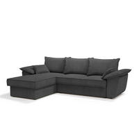 ECKSOFA LINKS Gerippter Samt Anthrazitgrau 257cm - Dunkelgrau/Anthrazit, Textil (168/257cm) - Sia Home