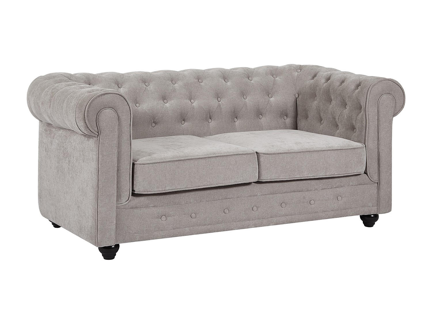 2-SITZER-SOFA - Stoff - Grau - CHESTERFIELD - Grau, Textil (168/72/88cm) - Vente-Unique