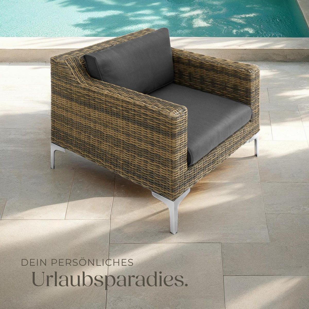 GARTEN-LOUNGE-SET Villanova,85 x 89 x 72 cm,anthrazit-meliert - Anthrazit, Kunststoff - tectake