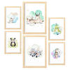 POSTER Set Mit 6 Tierfamilien Weißer Hintergrunddruck Mit Tierfamilienthemen Im Pastell Aquarell Stil Innenarchitektur A3 & A4 Rahmen Aus Hellem Holz - Beige, Papier (29/3cm) - Nacnic
