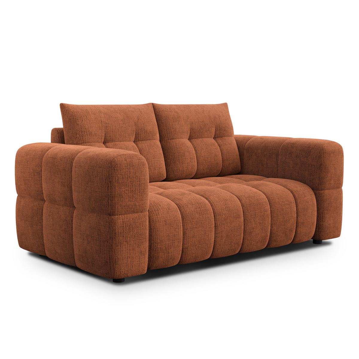 SOFA CLOUDI 2-Sitzer, rostrot - Schwarz/Orange, Holz/Textil (181/89/104cm) - Courtois Laville