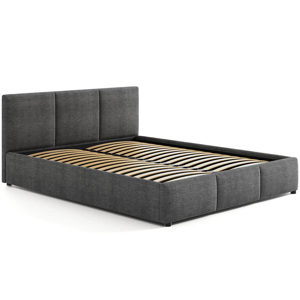 POLSTERBETT 160×200 cm mit Bettkasten und Lattenrost Nela 028-45 Graphit Dunkelgrau Geflochten - Dunkelgrau, Holz/Metall (160/200cm) - Jana