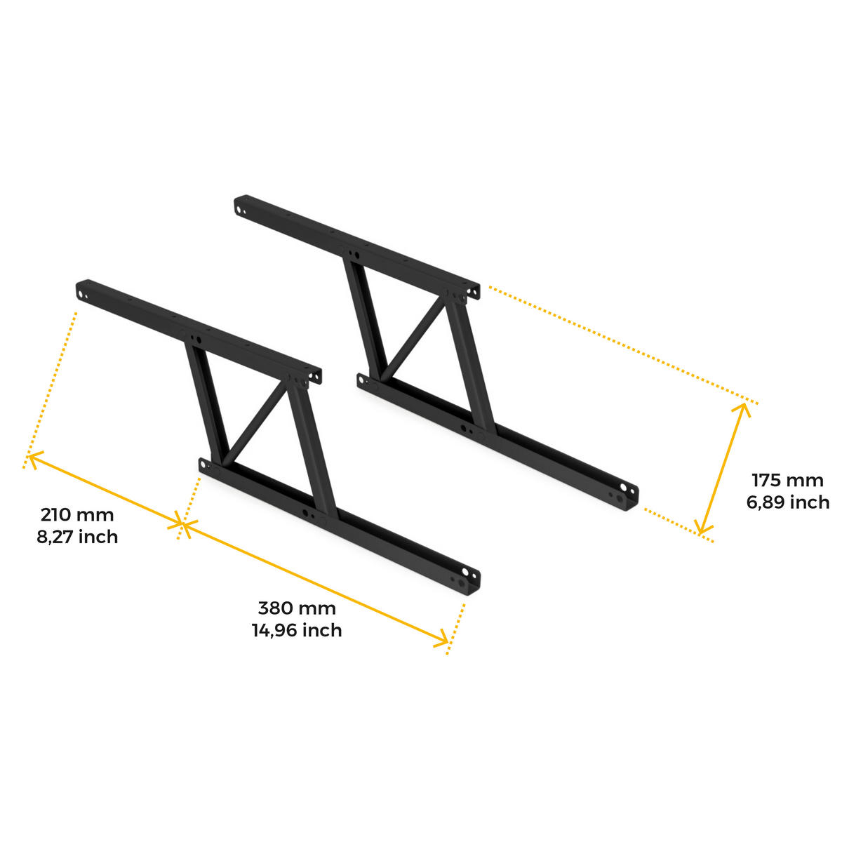 HEBEMECHANISMUS-SET Couchtisch, ermöglicht das Anheben des Tisches um 135 mm, Stahl, Schwarz lackiert - Schwarz, Metall (38/2.1/4cm) - EMUCA