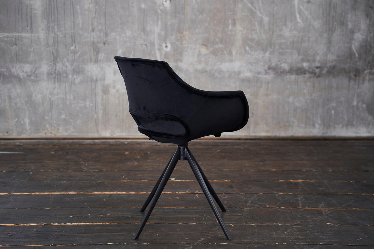 DREHSTUHL ZAJA Schwarz Velvet - Schwarz, Textil (57/85/59cm) - KAWOLA