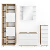 BADMÖBEL-SET Ilias Weiß/Sonoma 4 Teile, mit Hochschrank - Weiß/Sonoma Eiche, Holzwerkstoff (80.2/60.8/33cm) - Vicco