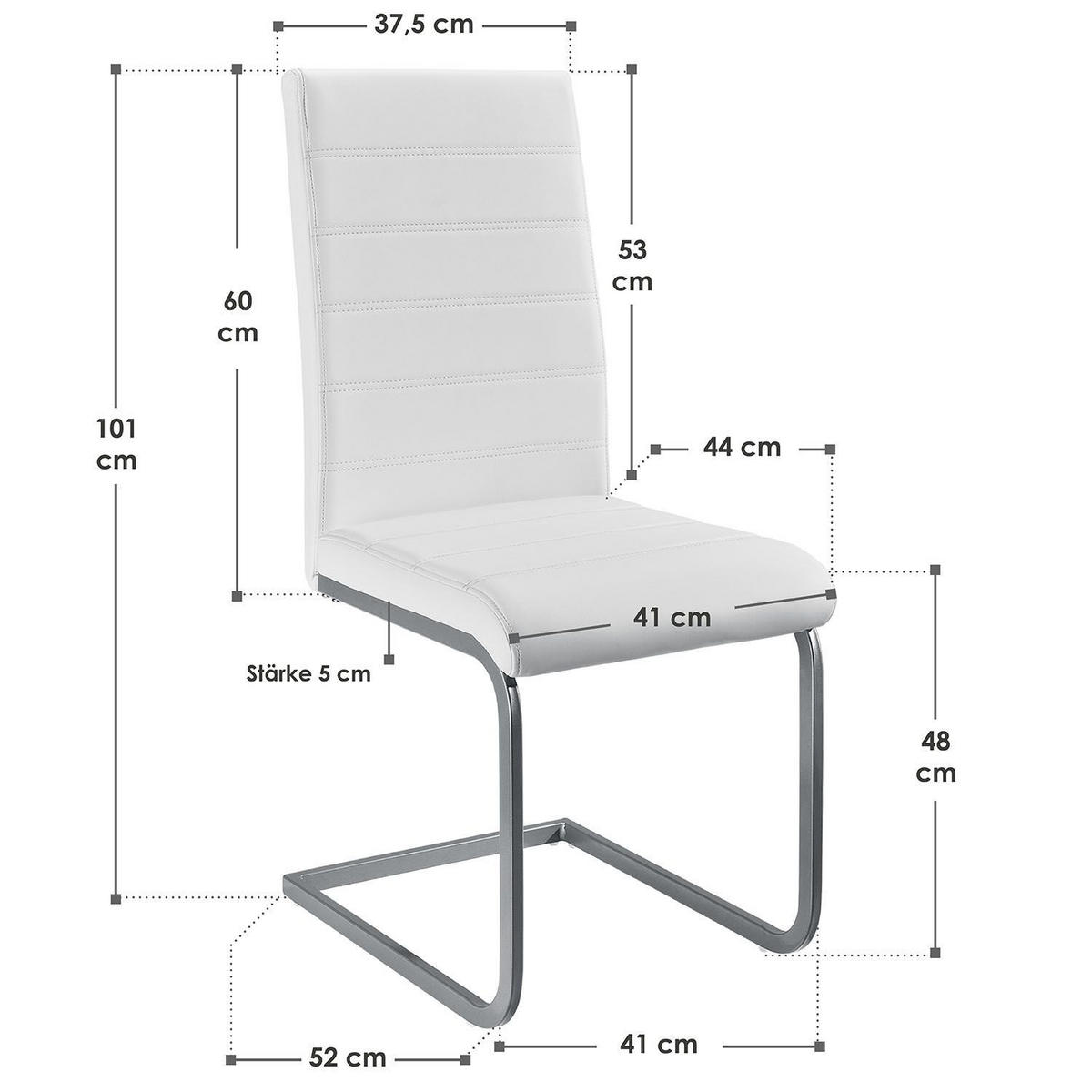 SCHWINGSTUHL Vegas weiß Kunstleder (4er Set) - Weiß, Textil (41/101/52cm) - Juskys