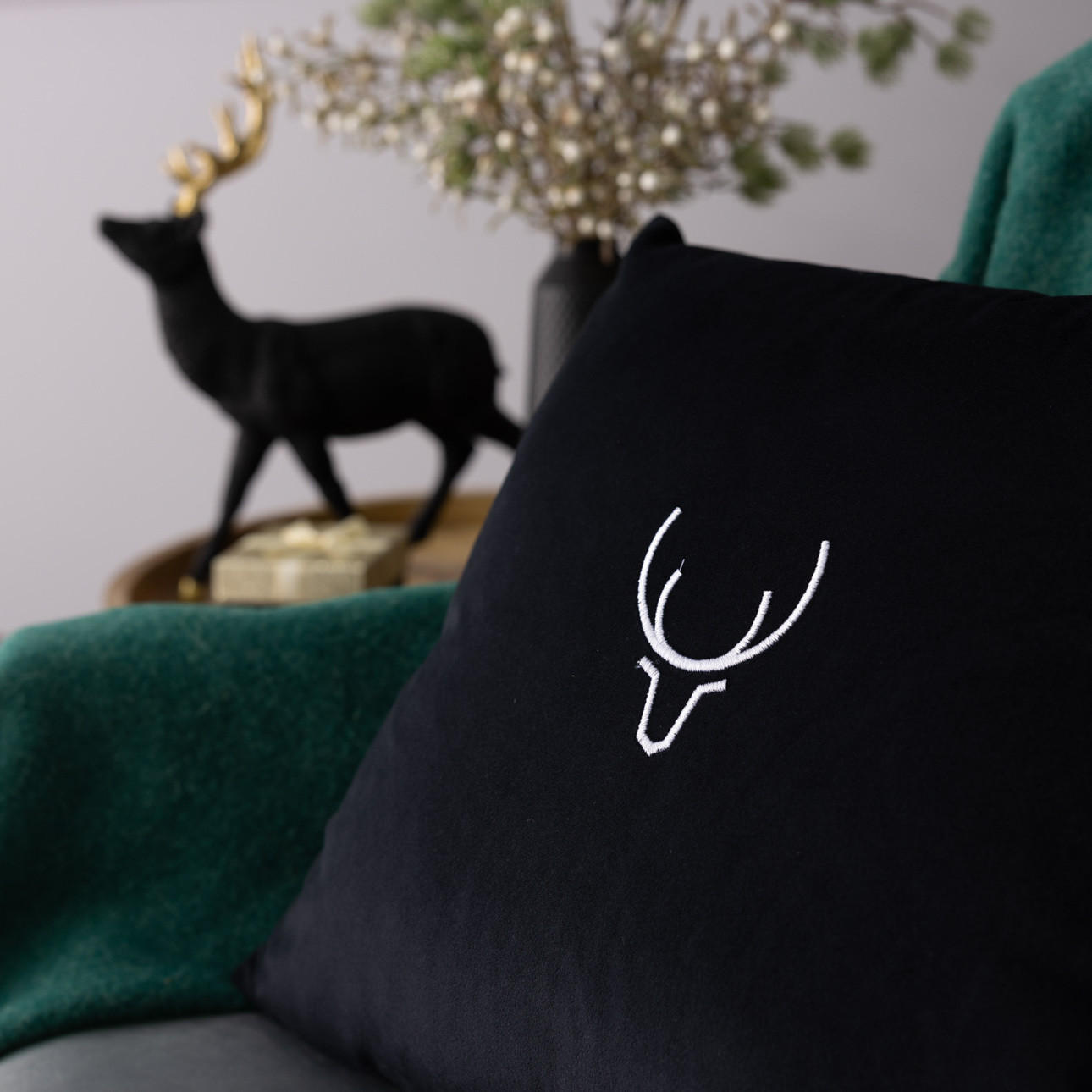 KISSENHÜLLE Reindeer Silhouette 43x43 cm - Schwarz, Textil (43/1cm) - Dekoria