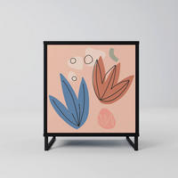 SIDEBOARD PASTEL DESTINY, Schwarz, 57,5x42x67,5 cm, Schwarze Metall-Rahmenfüße - Multicolor/Schwarz, Holzwerkstoff/Metall (57.5/67.5/42cm) - SpaceRebels