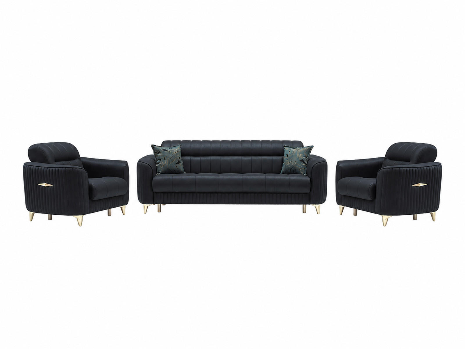 SITZGARNITUR Salta, Schwarz Stellvariante 3+1+1 - Schwarz, Holzwerkstoff/Kunststoff (220/87/90cm)