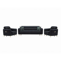 SITZGARNITUR Salta, Schwarz Stellvariante 3+1+1 - Schwarz, Holzwerkstoff/Kunststoff (220/87/90cm)