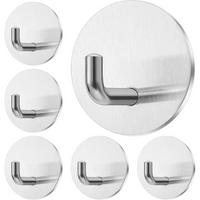 HAKEN 6-teiliges Set Edelstahl selbstklebend rund - Silberfarben, Metall (3/4.5/16.5cm)